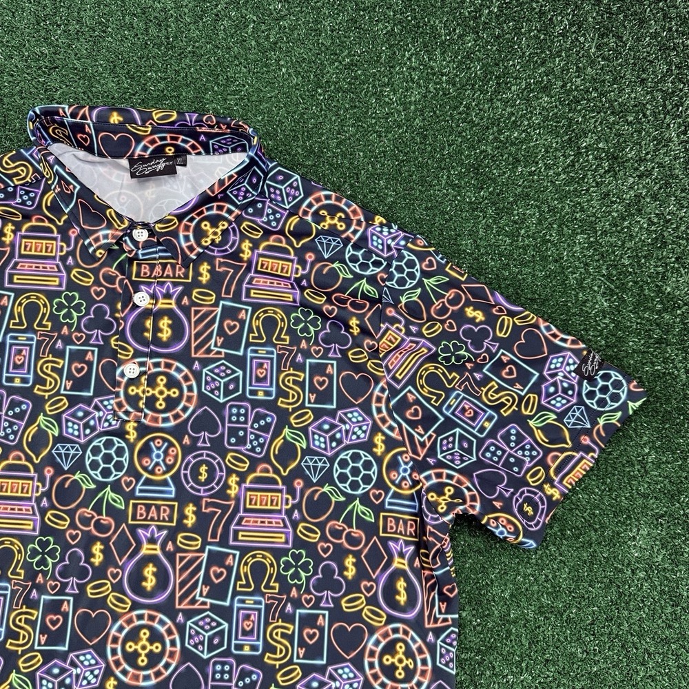 Sunday Swagger Golf Men's Casino Gambling Vegas Short Sleeve Polo Shirt Size XL